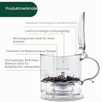 VAHDAM, Teekanne für losen Tee mit integriertem Tassennetzsieb | 474 ml | BPA-frei | Tropffreies Design | Ideal für heißen & kalten Tee – Ansicht 4