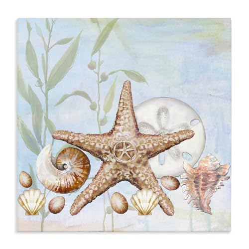 Stupell Industries Starfish Seashells Underwater Plants Ocean Beach Painting, Design by Diannart, Blue, 24 x 24