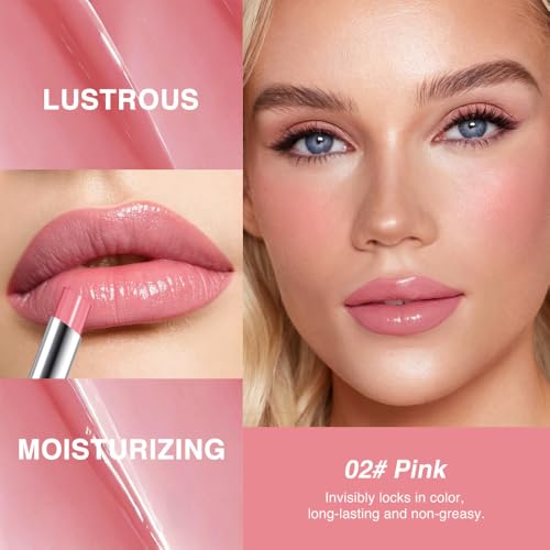 Image of Pink Honey Tinted Lip Balm for Women, Hydrating Lip Oil Stick Lip Gloss Lipstick for Mature Skin, Sheer Lightweight Moisturizing Lip Tint Balm with Natural Shine, Vegan & Cruelty-Free