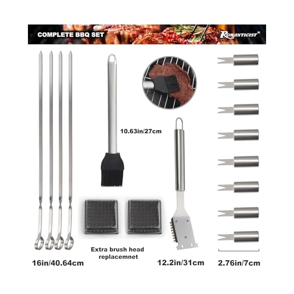 ROMANTICIST Complete Grill Accessories Kit - The Very Best Grill Gift on Birthday Wedding - Professional 21PC BBQ Accessories Set with Case for Outdoor Camping Grilling Smoking - Image 4