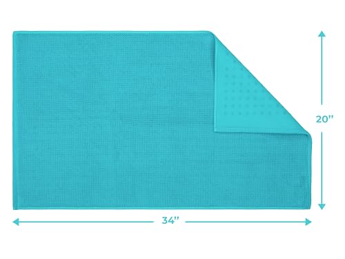 Image of Cotton Paradise 100% Cotton Turkish Bathmat Rug, Soft Absorbent Quick Dry Non Slip, 20x34 Bathmat Rug, Turquoise