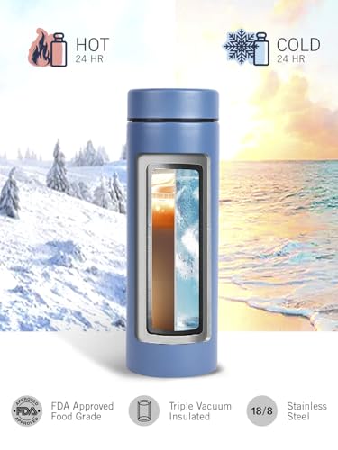 Image of NAUTICA Premium Leak-Proof Insulated Water Bottle - 1pc (Stern)| 500ml | Stainless Steel Flask with 24 Hours Temperature Retention | Ideal for Travel, Gym, Office Use Titanium Solid-Blue