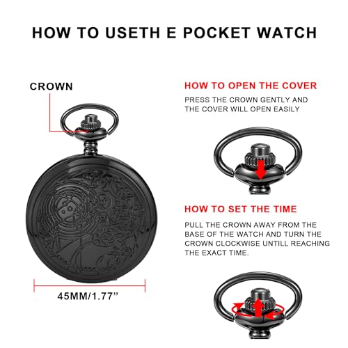 Image of Quartz Pocket Watch for Men, White Roman Digital Dial Pocket Watches for Men with Chain