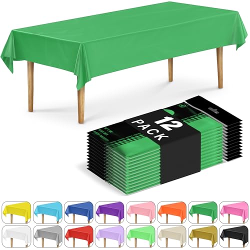 DecorRack 12 Pack Green Plastic Tablecloths (Rectangular 54x108 in)