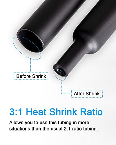 Milapeak 300 Pcs Heat Shrink Tubing Kit - 3:1 Ratio Adhesive Lined, Marine Grade Shrink Wrap - Automotive Industrial Heat-Shrink Tubing - Black, Red #TOP1