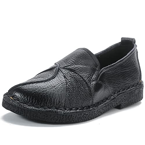 Image of Trsorini Women Leather Loafers Slip-on Casual Flat Shoes