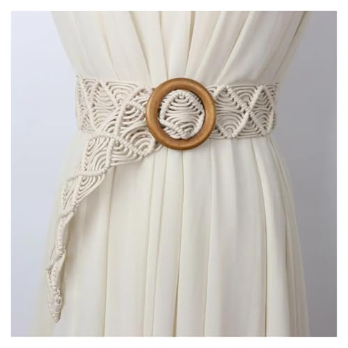 Waist Belt Hand-woven DIY Beach Dress Waistbands Accessories Style Belts Braided Women Round Wooden Button for fashion3