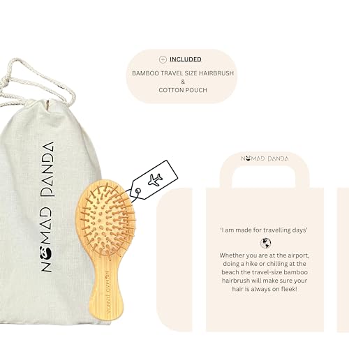 NomadPanda Natürliche Bambus-Haarbürsten-Set, Standard-Bambus haarbürste holz & Reisebürste. Nachhaltiges, abbaubares Haarbürsten-Set. Tragbare Haar Massagebürste für alle Haartypen