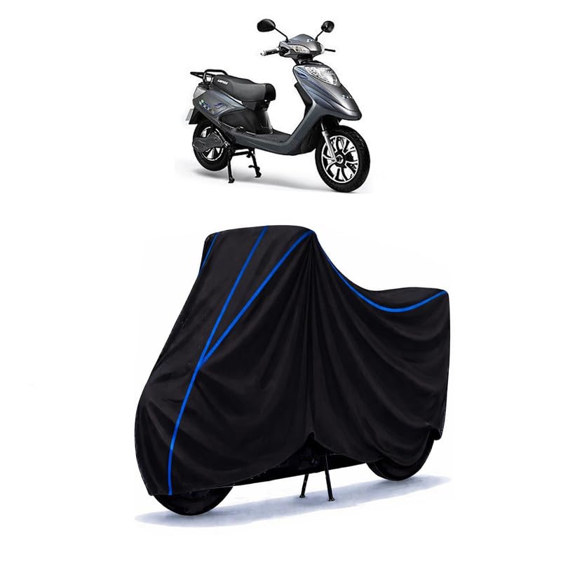 Image of Scooty Cover Water Resistant for V48 E | Universal Scooter & Bike Cover | Heavy Duty UV Protection | Dust, Rain & Scratch Protection | Elastic Fit All Weather Indoor Outdoor | Black with Blue Piping