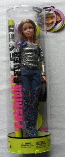 Limited Discount Barbie Fashion Fever - Barbie in Sequinned Blue Jeans & Black Shiny Shirt by Mattel