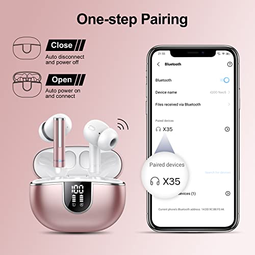 Wekily Bluetooth 5.3 Headphones, Wireless Earbuds With 40H Playtimes Charge Case, Deep Bass, Ipx7 Waterproof Running Earphones With 4-Mic Clear Call, Led Display, In Ear Headphones For Work/Gym #TOP5