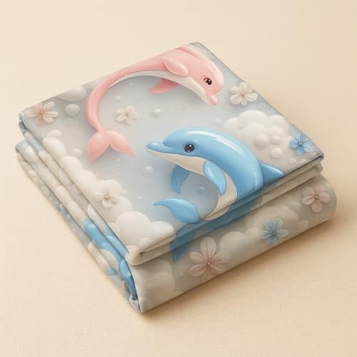 Image of King Size 7D Digital Print Bedsheet - 350 TC Cotton, Kids Friendly Design, Soft & Breathable 180 GSM Fabric, Machine Washable, Gift-Ready Packaging. (108x108 Inches). (Dolphin)