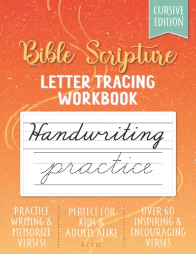 Bible Verse Cursive Handwriting Practice Book - Inspirational Short Scripture Verses to Read, Memorize, Trace and Write: 8.5
