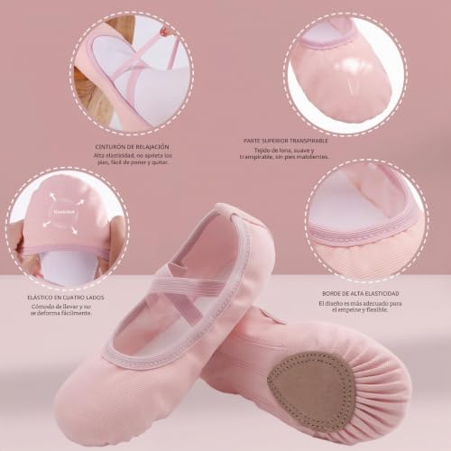 Miniatura 5 de Acfoda Zapatillas Danza Lona Niña Calzado Ballet Mujer Gimnasia Rosa 29
