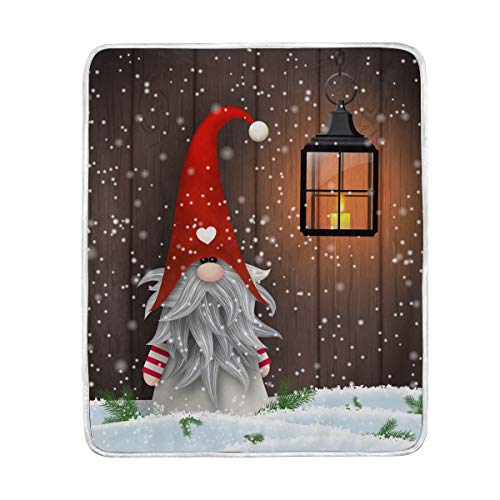 One Bear Christmas Throw Blanket Winter Folklore Elves Tomte Traditional Gnome Wood Wall Soft Plush Warm Cozy Reversible Microfiber Blankets For Couch Sofa Bed Kids Child 50X60 Inch #TOP7