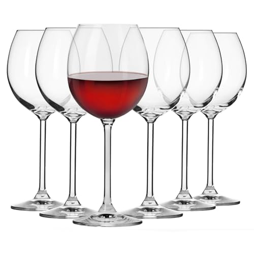 Krosno Copas de vino tinto | Juego de 6 | 350 ml | Colección Venezia | Ideal para casa, restaurantes y fiestas | Apto para lavavajillas | Cristal sin plomo