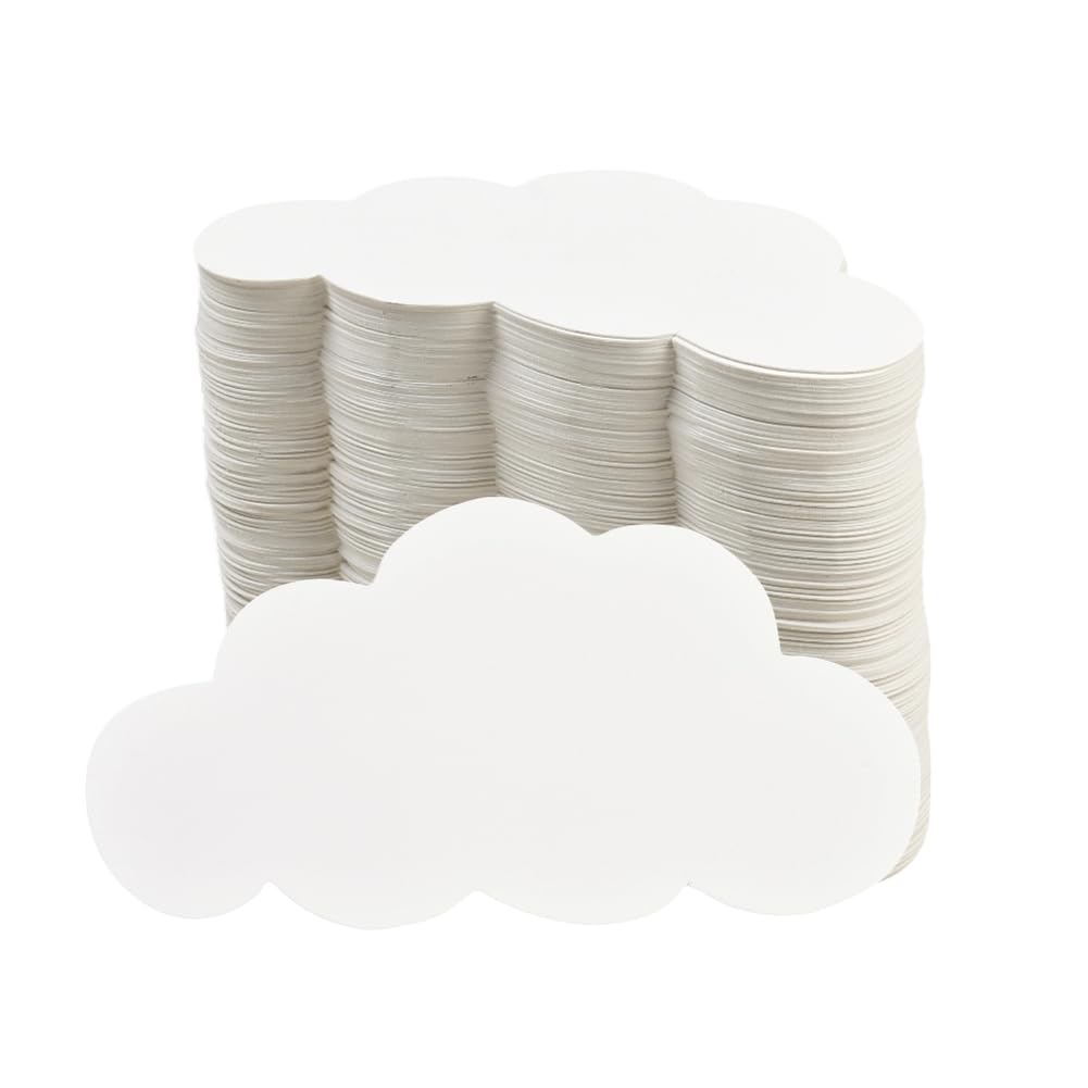 SOFPLATE 200Pcs Small Cloud Cutouts Bulletin Board Paper Cut Outs White 2 x 3.9 Inch Blank Classroom Double Sided Paper Pieces Decorative Accessories for School Bulletin Poster Board Project DIY Craft