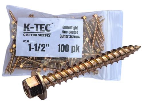 1-1/2" GutterTight 1/4" Drive High Head Zinc Plated Hidden Hanger Gutter Screws #10 (100 Pack)