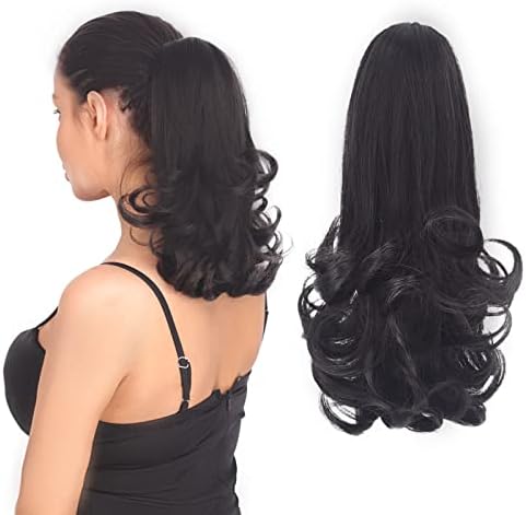 LVLUOHAO Ponytail Extension Claw Clip 12 Inch Long Straight Natural Loose Fake Ponytails Extensions Hairpieces Synthetic Hair Wig for Women Hair Piece (Dark Brown)
