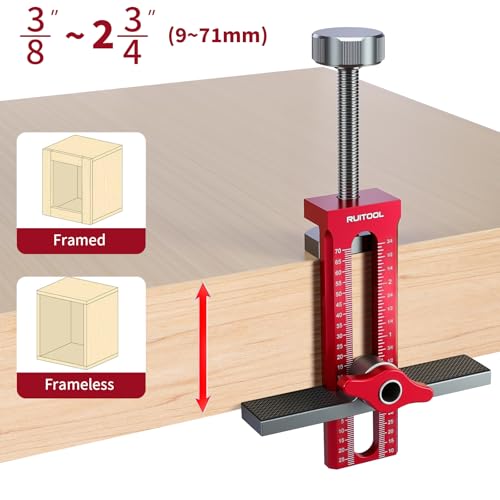 Image of RUITOOL Upgrade 3-in-1 Cabinet Door Mounting Jig with Support Base, Installation Tool for Frameless or Face Frame Cabinet Doors, Adjustable Aluminium Alloy Hardware Jig for Wall and Base Cabinets