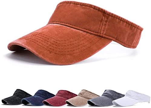 BLURBE Sun Visor Cap - Women Ponytail Baseball Cap, Washed Outdoor Trucker Hat Plain Dad Cap, Adjustable Twill Golf Tennis Visor Hats for Men (Washed-Navy)