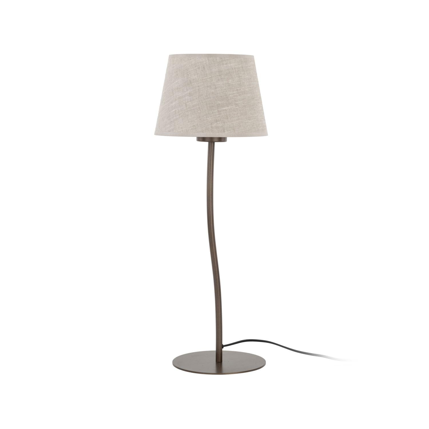 Lámpara habitación infantil sobremesa metal tela 37 cm altura pequeña E27 pantalla lino marrón naturaleza lámpara de sobremesa habitación infantil mesita de noche