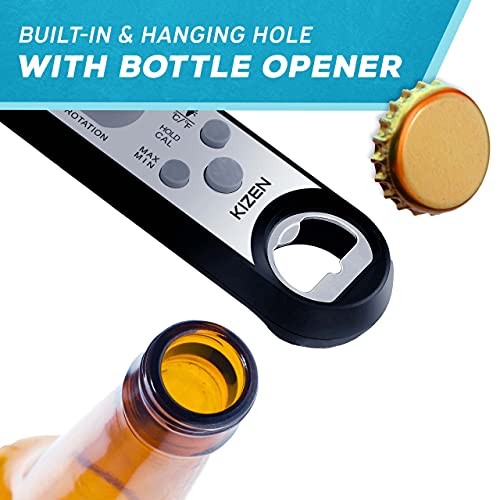 Kizen Ip100 Digital Meat Thermometer - Instant Read Waterproof Food Thermometers With Bottle Opener For Kitchen, Outdoor Cooking & Grilling - Black #TOP6