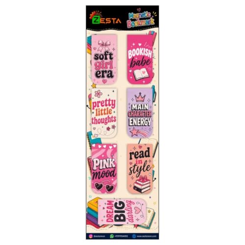 Image of Zesta Magnetic Bookmark | Aesthetic Book Mark for Reading | Cute Anime Bookmarks for Kids, Students | Book Accessories for Novels, Gifts for Readers (Boss Girl Theme, Medium (9X2.5 Cms))