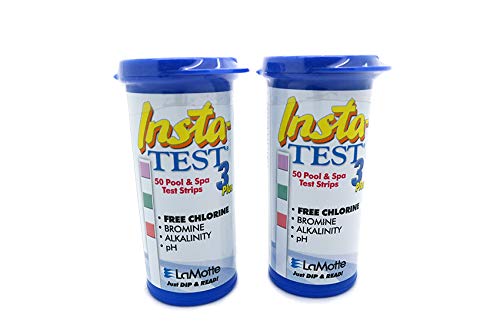 INSTA 3PLUS BROMINE and CHLORINE TEST STRIPS FOR POOLS, SPA AND HOT TUBS x 2 TUBS