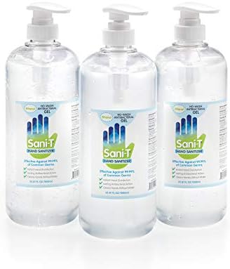 Sani-T 75-Percent Medical Grade Ethanol No-Wash Alcohol Cleaning Gel 3-Pack with Pump Dispenser CAG-1000