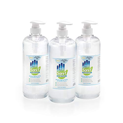 Sani-T 75-Percent Medical Grade Ethanol No-Wash Alcohol Cleaning Gel 3-Pack With Pump Dispenser Cag-1000 #TOP3