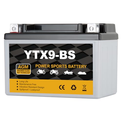 Daakmax YTX9-BS Motorcycle Battery 12V 8Ah 120 CCA Sealed AGM Rechargeable Maintenance Free Battery Replacement for ATV Scooter Dirt Bike ETX9 CTX9-BS