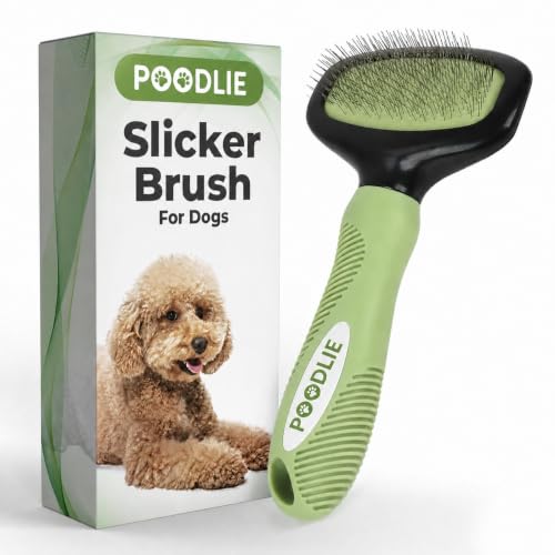 Poodle Pet Slicker Brush - For Dogs, Cats, Rabbits - Matted/Loose Fur, Knots - Suitable for Doodle/Goldendoodle Grooming and Shredding Short/Long Hair (Green)