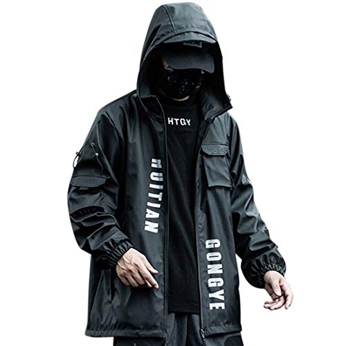 Aelfric Eden Mens Cargo Jacket Dark Travel Multi Pockets Lightweight Coat Streetwear Windbreaker Harajuku Hip Hop Coat