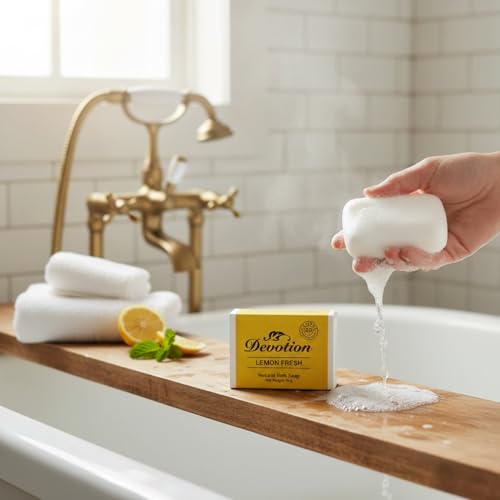 Image of Devotion LEMON FRESH Natural Bath Soap - Pack of 6 (75g Each) | Refreshing Citrus Scent | Moisturizing & Gentle on Skin