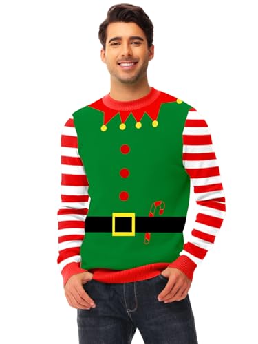AOBUTE Unisex Ugly Christmas Sweater for Men Women Xmas Holiday Party Funny Print Knit Pullover - Image 7