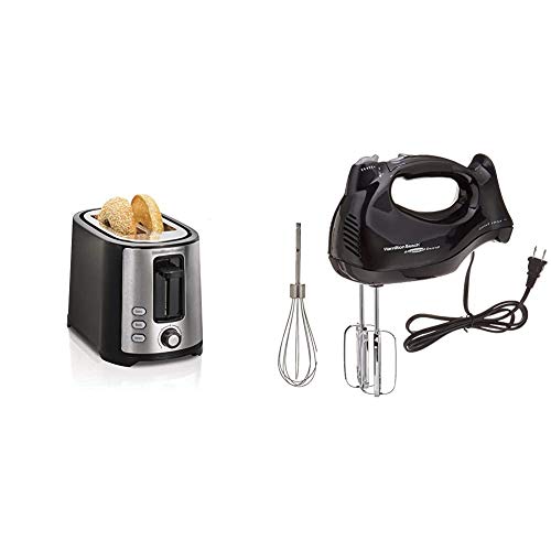 Hamilton-Beach-2-Slice-Extra-Wide-Slot-Toaster-with-Bagel-Defrost-Settings-Shade-Selector-Toast-Boost-Auto-Shutoff-Black-Stainless-Steel-22633-and-Hamilton-Beach-6-Speed-Electric-Hand-Mixer-with-Snap- Hamilton Beach 2 Slice Extra Wide Slot Toaster with Bagel Defrost Settings Shade Selector Toast Boost Auto Shutoff Black Stainless Steel 22633 and Hamilton Beach 6 Speed Electric Hand Mixer with Snap