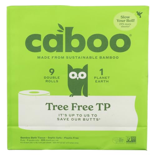 Caboo papier toilette sans arbre 300 feuilles 9 rouleaux