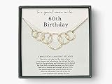 60th birthday gift for woman • 6 rings for 6 decades • 60th birthday gift • Interlocking...