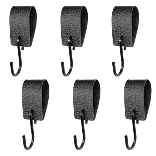 Fine jade2 6 Piezas Ganchos en Forma de S con Cuero Anticaída Ganchos Multiusos con Lazo de Piel Gancho para abrigo, toalla, cocina, baño