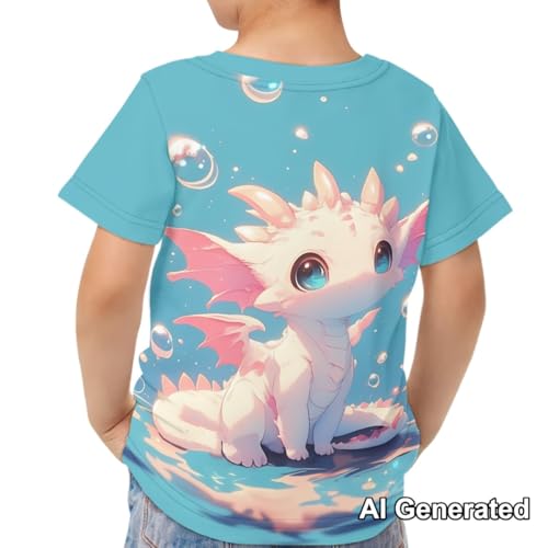 Image of Xhuibop Kids Tshirts Girls Boys 3-16 Years Summer Clothes for Teens Loose Fitting Tops