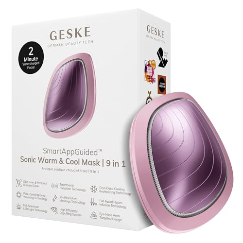 GESKE | Maschera sonica effetto caldo e freddo SmartAppGuided™ | 9 in 1 | Spettro LED completo e terapia a luce rossa | Maggiore assorbimento dei prodotti cosmetici | Massaggiatore facciale