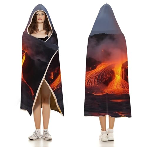 Couverture à capuche portable Kilauea Volcano cape imprimée douce et chaude - 3