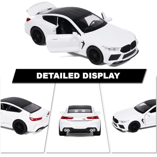 Image of Exclusive Alloy Metal Pull Back Die-Cast Car Diecast Metal Pullback Toy Car with Openable 6 Doors,Light Music Boys Gifts Toys (1:32 B-M-W M8 - Black 1 Color)