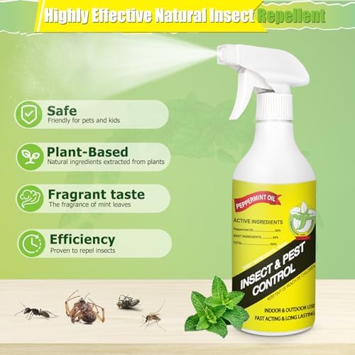 16 oz Natural Insect Peppermint Oil Repellent Spray to Repel Spiders, Mice, Rat and Insects, Bug Spray for Indoors & Outdoors