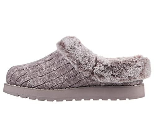 Skechers Femme Keepsakes Ice Angel, Mauve Cable Knit Sweater Faux Fur Trim, 41 EU