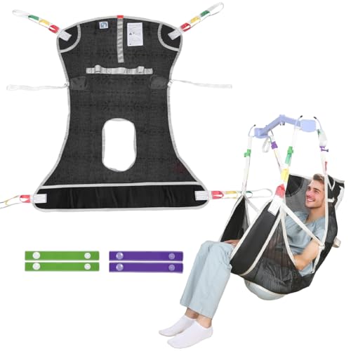 EZ Assistive Patient Lift Sling with Commode - Patient Lifting Slings for Transfer - Medical Full Body Straps for Elderly, Disabled,Nursing,Caregiver - SWL 500 lbs (Small-Black-1 PC)