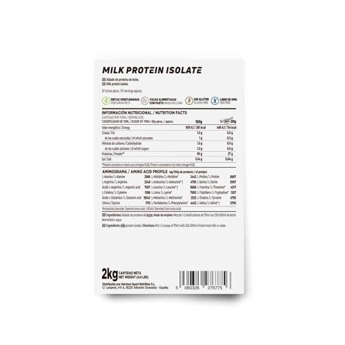Miniatura 2 de Aislado De Proteína De Leche De Hsn Sin Sabor 2 Kg 67 Tomas Por Envase Milk Protein Isolate 80 Caseína 20 Suero No-Gmo, Vegetariano, Sin Gluten, Sin Soja