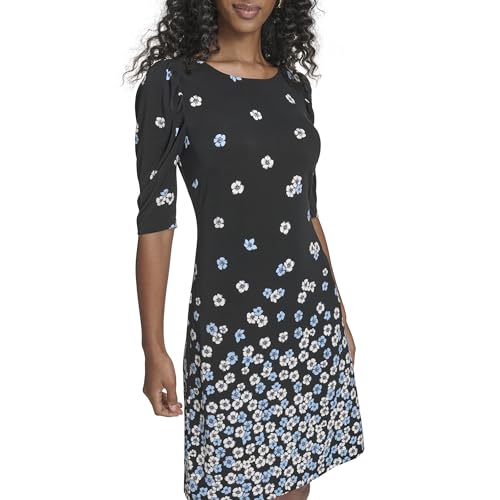 Image of Tommy Hilfiger Women's 1 /2 Sleeve Boat Neck Cotton Shift Mini Dress