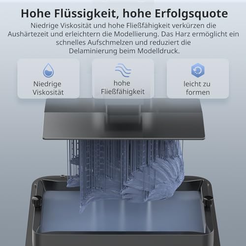 ANYCUBIC ABS-Like Resin Pro 2 3D Drucker Resin mit erhöhter Festigkeit und Zähigkeit, Geringe Schrumpfung, Hochpräzises 405 nm UV-härtendes Harz für allen Resin 3D Druckern, Grau 1kg, 4pcs